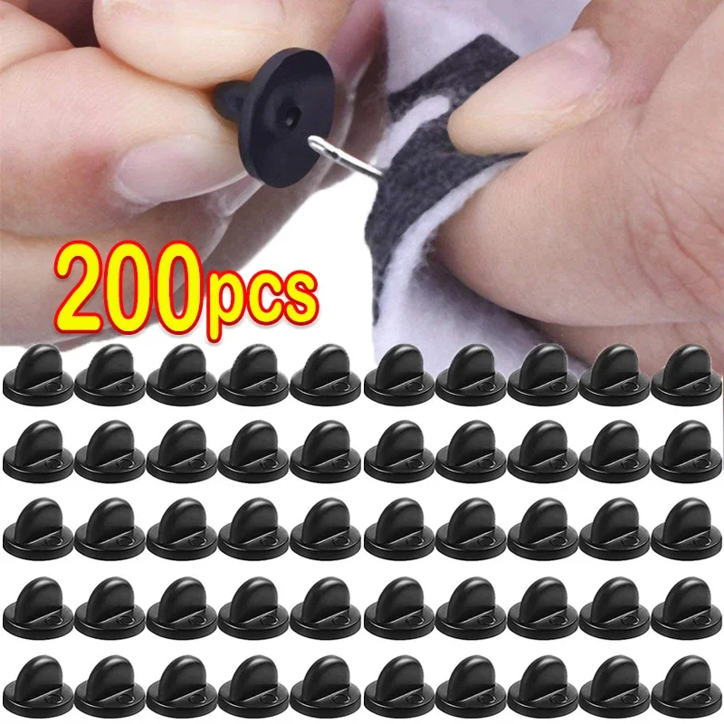 

50/200Pcs Black PVC Rubber Pin Backs Butterfly Clutch Tie Tack Lapel Holder Clasp Pin Cap Keepers for Uniform Badges Replacement