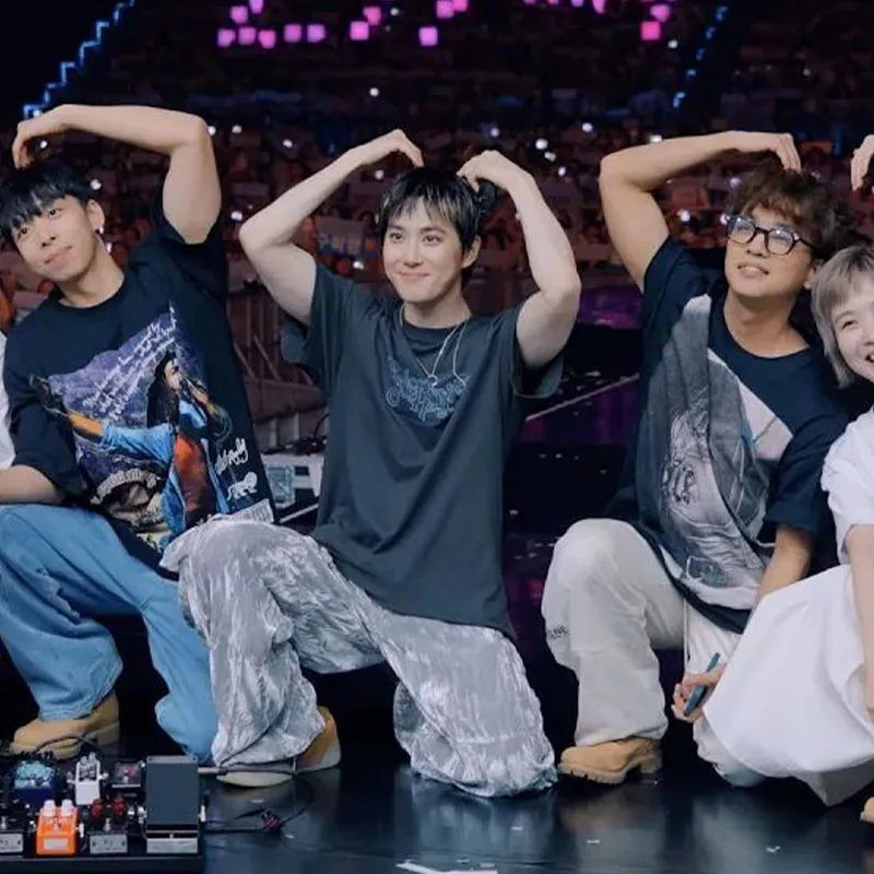 تي شيرت قطني فضفاض من EXO Suho Concert 2024 بأكمام قصيرة ورقبة دائرية مطبوعة موضة صيفية شبابية غير رسمية للمراهقين #3