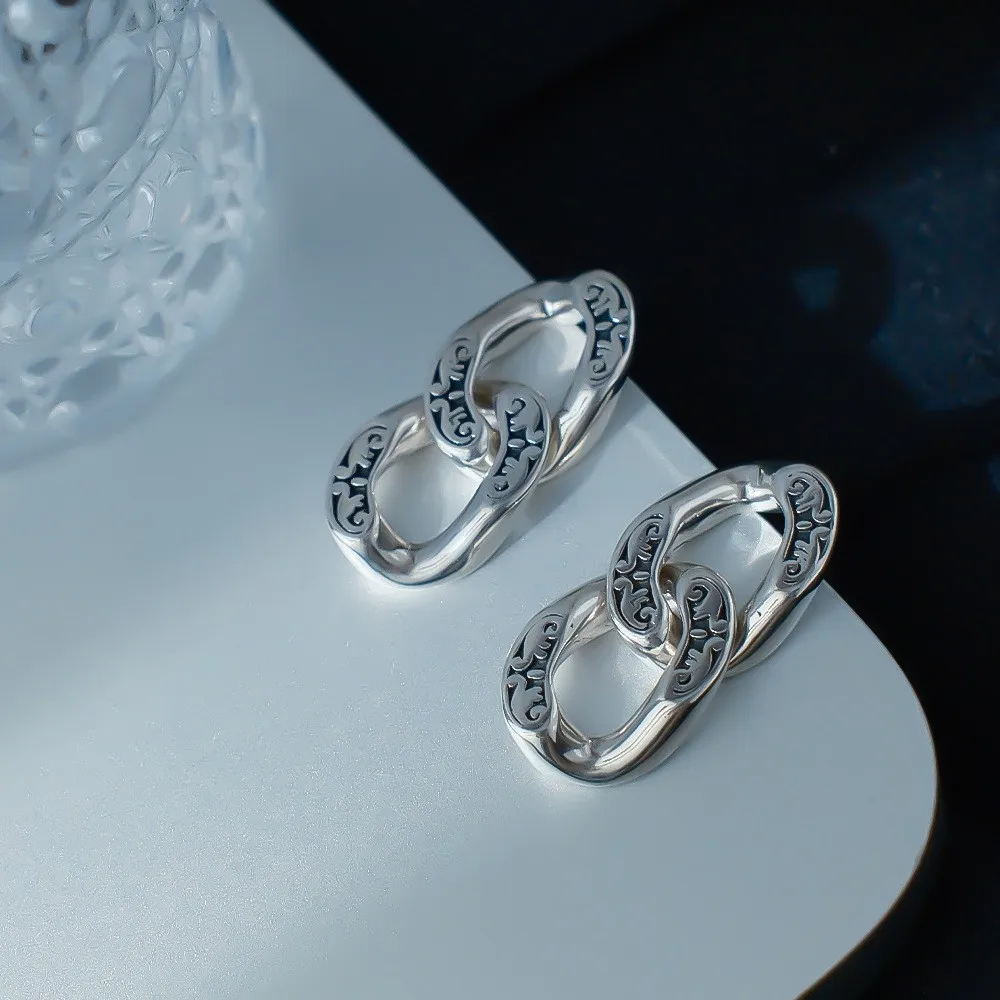 

Sam Panda 925 Sterling Silver Chain Earrings for Women Austere Retro Ethnic Exquisite Versatile Retro Jewelry Gift Dropshipping