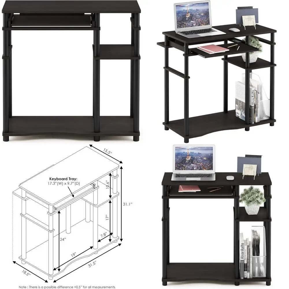 

Компьютерный стол Espresso Black с книжной полкой от Abbott