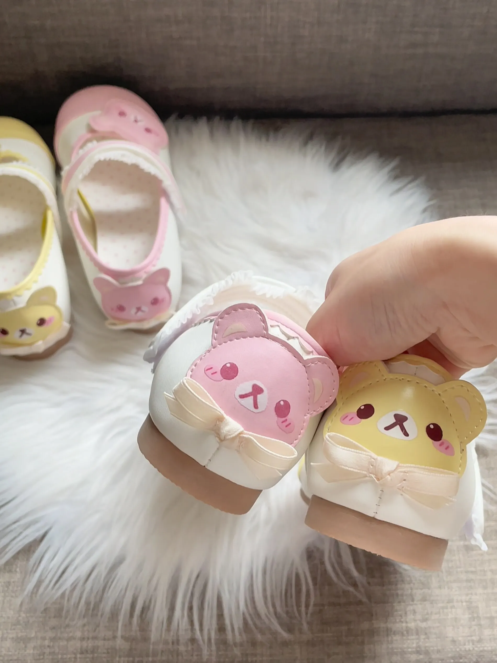 

Japanese Original Sweet Cute Lolita Indoor Small Leather Shoes Cartoon Velcro Round Head Soft Sole Round Head Lo Shoes Women