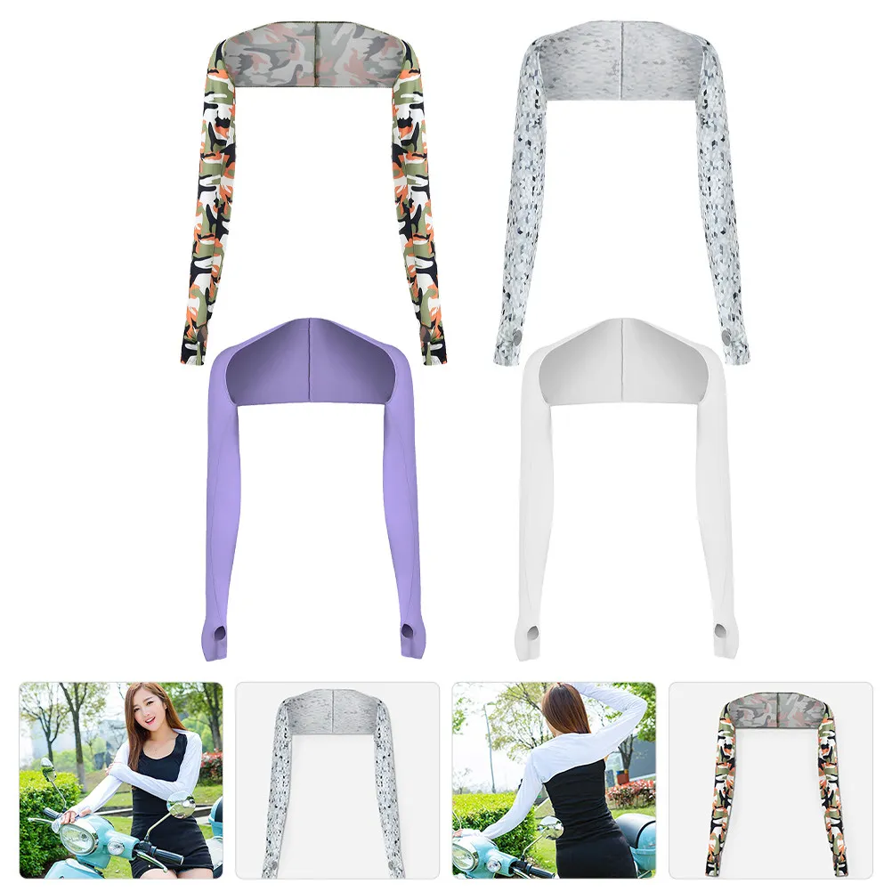 

4 шт. солнцезащитных рукавов-накидок с отверстиями для пальцев, дышащие, легкие, УФ-стойкие, для занятий спортом на открытом воздухе