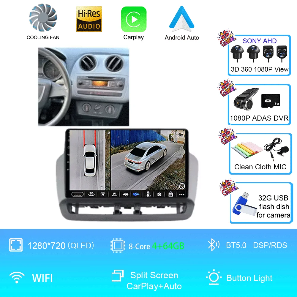 For Seat Ibiza 2012-2015 Android 16 QLED Touch Screen Auto 12G+256G Radio Car Multimedia Video Player 5G WIFI BT GPS Navigation image 3