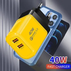 USB Charger 40W Dual USB Ports Fast Charging Mobile Phone Charger For Xiaomi15 14 Samsung Huawei Quick Charge 3.0 Power Adapter