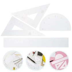 Ruler Set Triangular Geometric Plastic Straight Multi-functional Kit Design Drawing Tool Measuring and Protractor Triangle