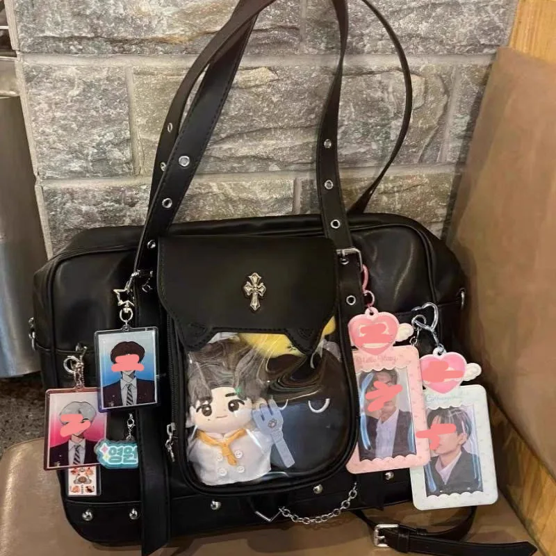 

Harajuku Black Ita Bags Backpack Women Sweet Cool Transparent Large Capacity Handbag Ladies Japanese Y2k Backpacks Chic Bolsas