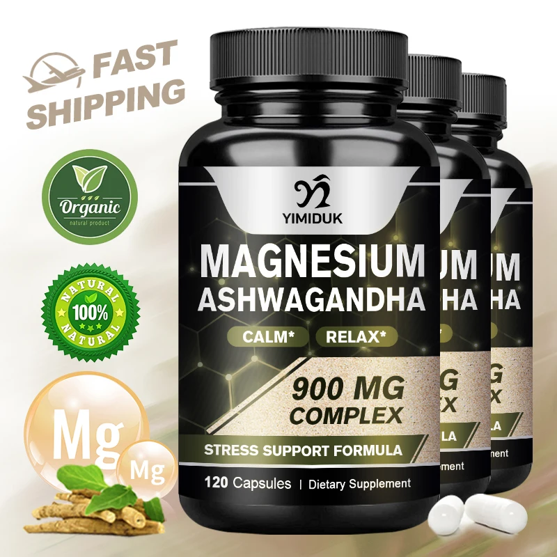 Magnesium Ashwagandha, Calming Magnesium Supplement For Adults | Relax, Rest, & Support Calm Mood, Muscle Health & Stress Relief