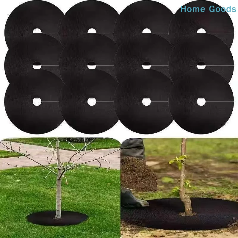 preferredTree Protection Mats Non Woven 10pcs Weed Barrier Rings Garden Mulch Mats Decorative Easy Weed Prevention Solution