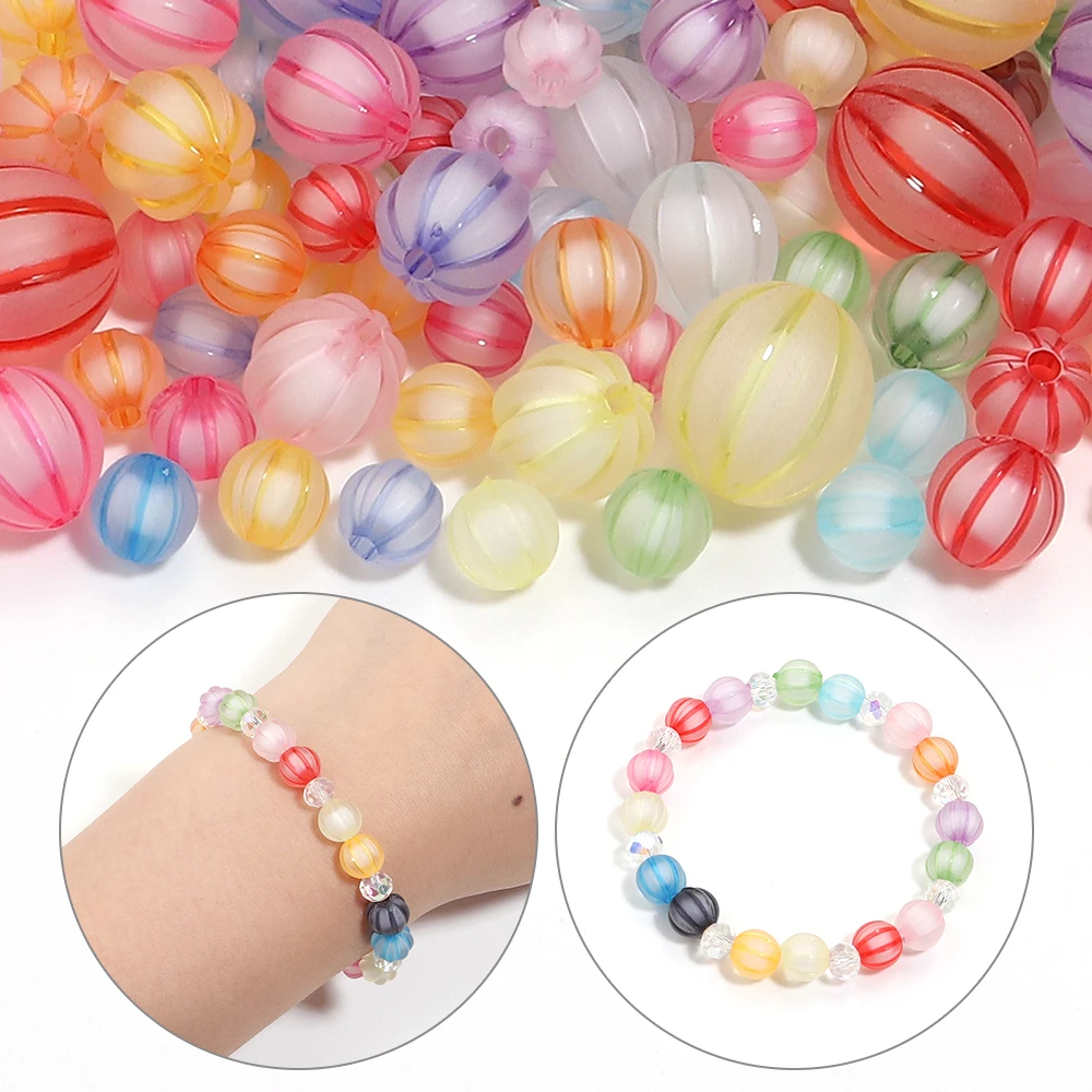 10–100 Stück 8/10/12/16/20 mm bunte Kürbis-Acrylperlen, runde lose Perlen für DIY-Schmuckherstellung, Armbänder, Halsketten, Zubehör – Detail 4
