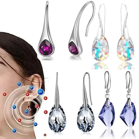 Boucles d'oreilles de vidange lymphatique en pierre de Quartz scintillante pour femmes, bijoux à la mode, amincissants, magnétiques, pour perte de poids
