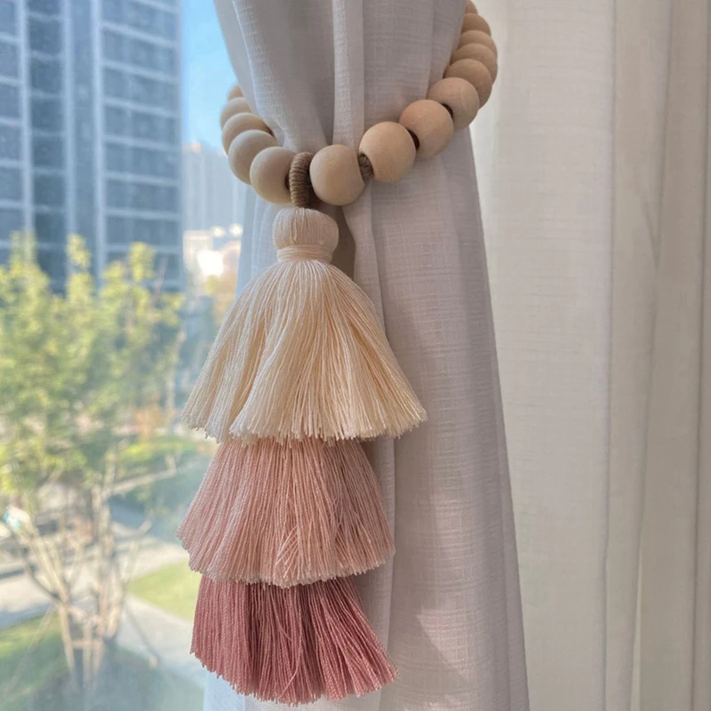 Curtain Holdbacks 2 Magnetic Curtain Tiebacks For Home Office Decoration Rainbow Curtain Holders With Rainbow Tassel Pendant