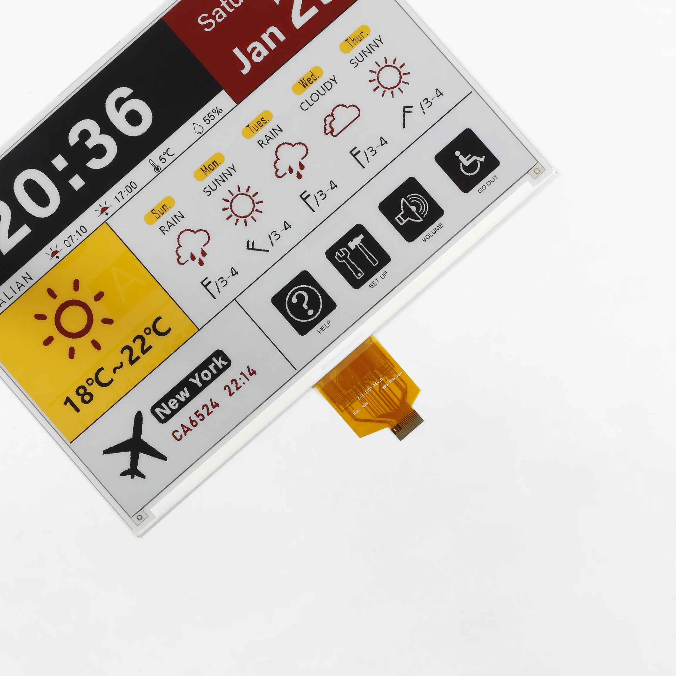 Módulo de tela de tinta E de quatro cores ePaper grande de 10,2 polegadas Tela alongada 960x640