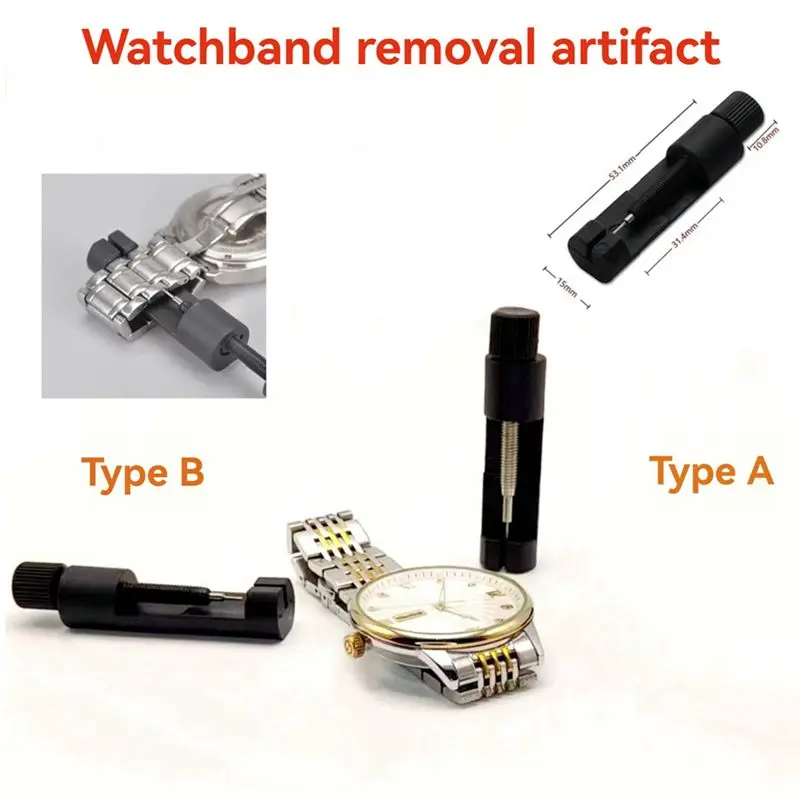 A95D-Watch Band Link ضبط سلسلة سوار حزام الشق مع مجموعة أدوات إصلاح مزيل الدبابيس البديلة