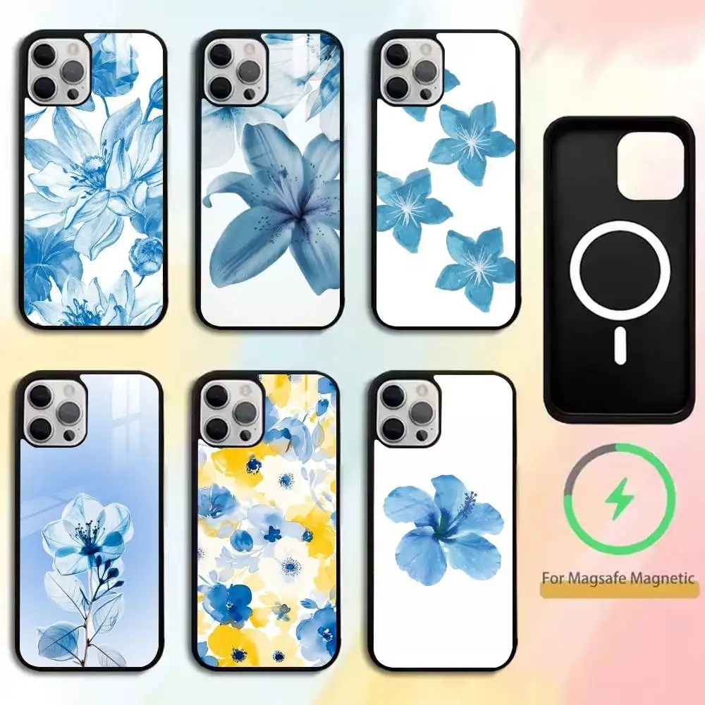 Blue Sky Magnolia Flower    Phone Case For iPhone17,16,15,14,13,12,11 Plus,Pro Magnetic For Magsafe Wireless Charging