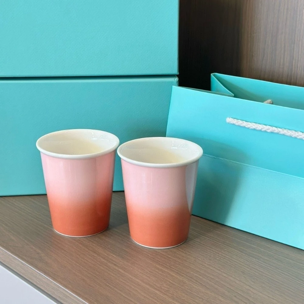 الفاخرة السيراميك القهوة الجاموس كوب حليب يده سميكة مكافحة السمط تقليد ورقة كوب الرياضة في الهواء الطلق كوب ماء التدرج اللون