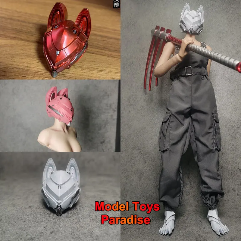 

Масштабная модель женщины-солдата 1/6: аксессуары для киберпанк-костюма с шлемом в виде кошачьей головы, подходят для 12-дюймовых фигурок.