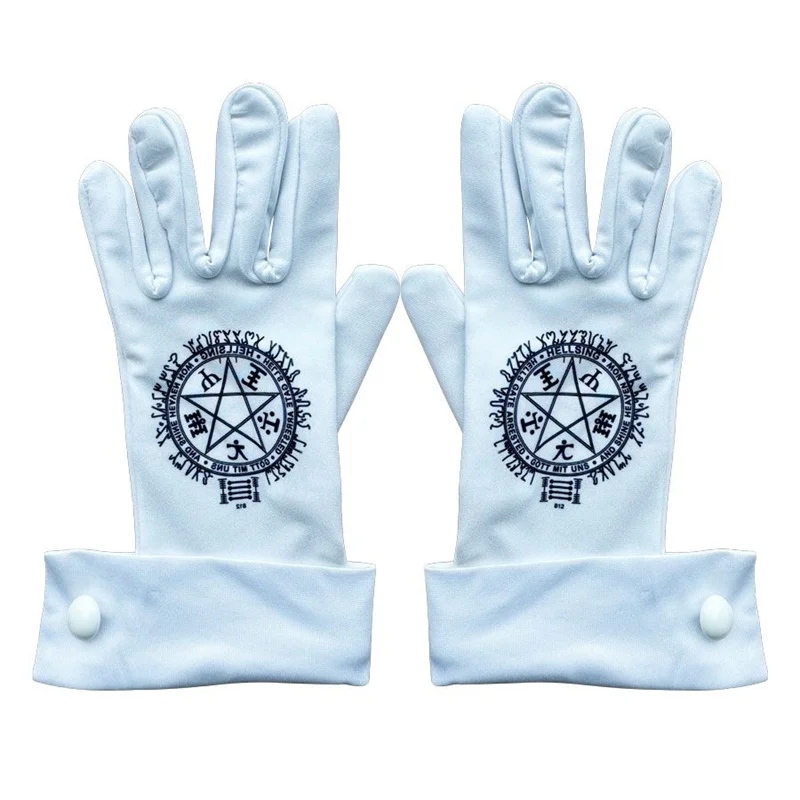 Anime Hellsing Alucard Cosplay Handschuhe für Erwachsene, weiße Baumwolle, Vollfinger-Handschuhe, Schweißabsorptionshandschuhe, Handschutz, Butler-Requisite – Detail 1
