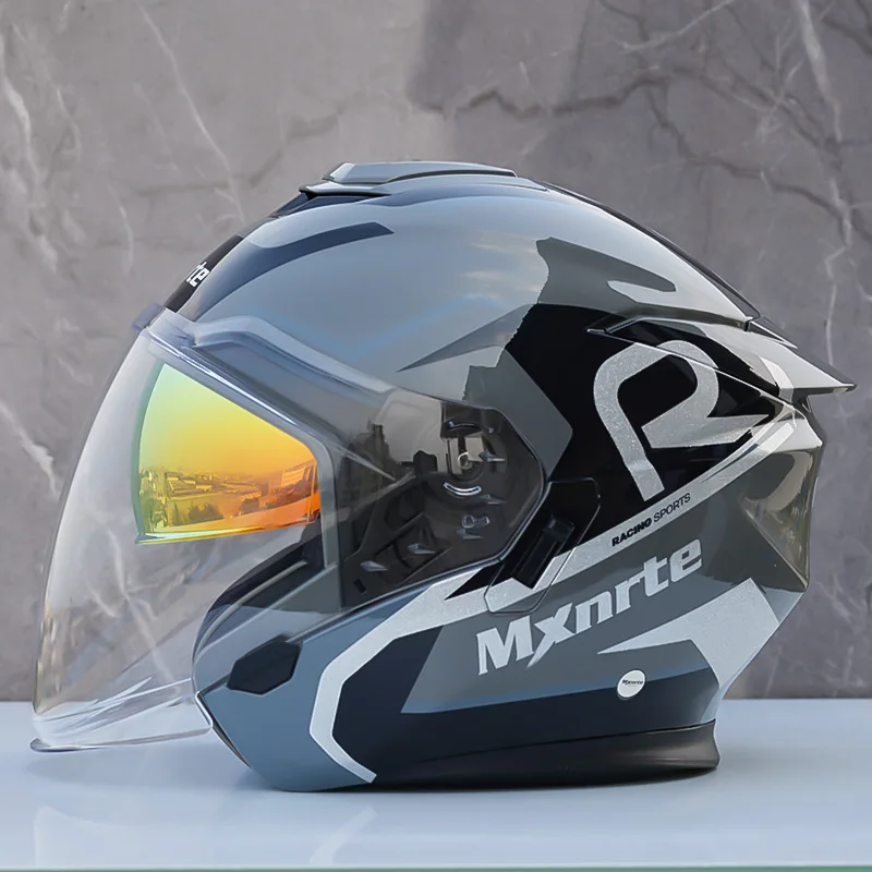 Casco mezzo casco Mxnrte con doppia lente Casco di sicurezza fuoristrada per moto Casco Casque omologato DOT per uomo e donna