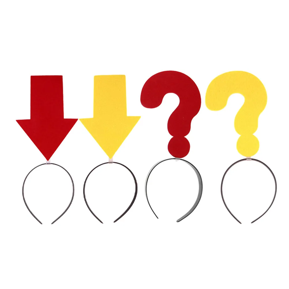 

Набор из 4 забавных повязок для волос в виде стрелок с символом-вопросительным знаком, желтые, для вечеринок, Хэллоуина, Рождества, Нового года