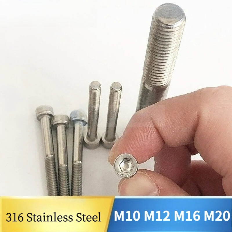 Allen Hexagon Hex Socket Cap Head Partial Half Thread Screw M10 M12 M16 M20  Bolt 316 Stainless Steel