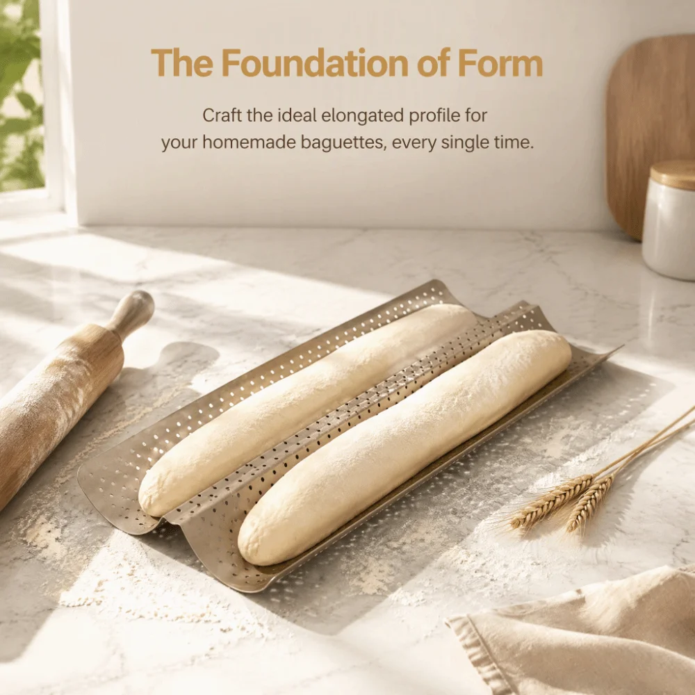 New 2/3/4 Slot Baguette Pan Nonstick Carbon Steel French Bread Pan Perforated Wavy Baguette Baking Tray Bread Baking
