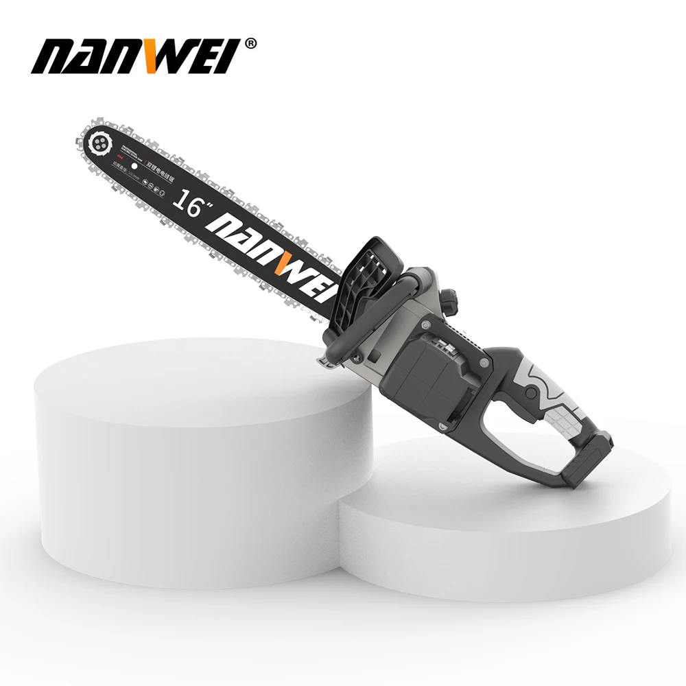 Промышленная цепная пила NANWEI, перезаряжаемая литиевая батарея большой емкости 16 дюймов для обрезки сада Промышленная цепная пила NANWEI, перезаряжаемая литиевая батарея большой емкости 16 дюймов для обрезки сада