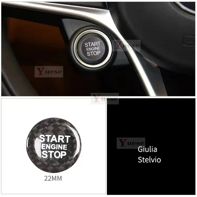 

For Alfa Romeo Giulia Giulietta Stelvio Spider GT Tonale Carbon Fiber Button Decoration Stickers One-Click Start Up Engine