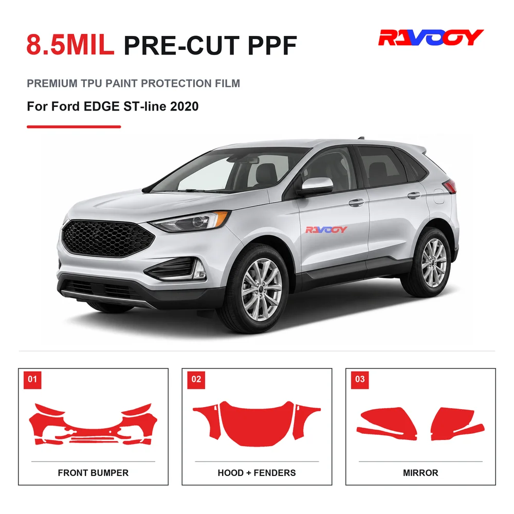 Precut PPF For Ford EDGE ST-line 2020 8.5mil TPU Clear Paint Protection Film Self Healing Hydrophobic UV Stone Chip Guard