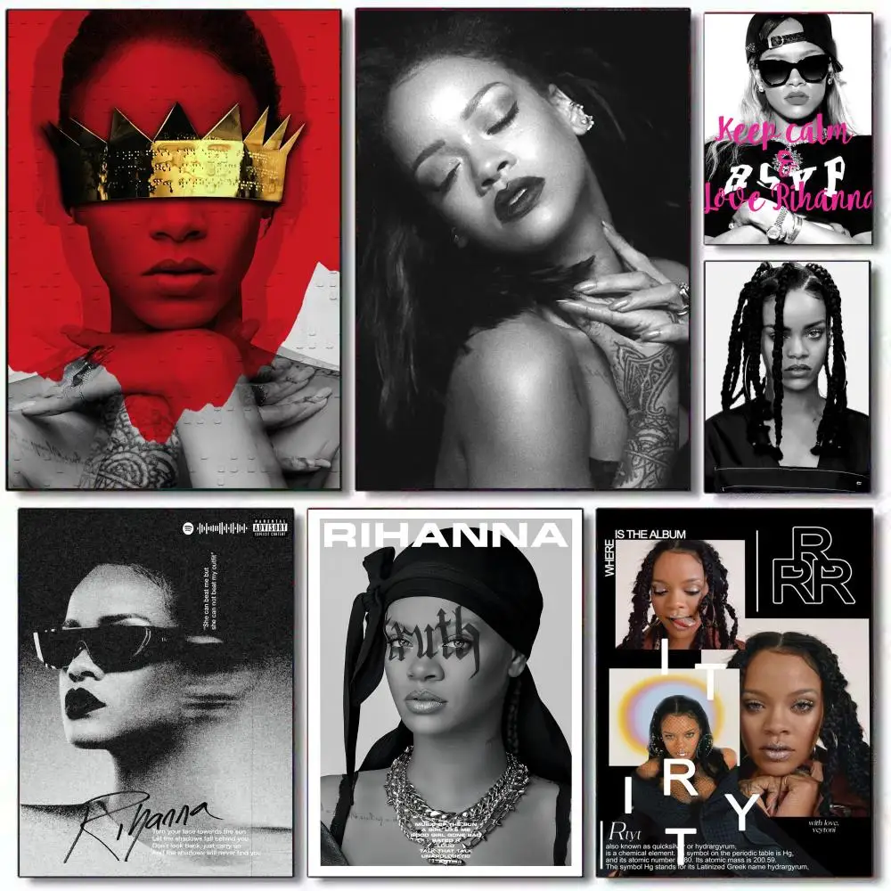 Poster HD PVC Self Adhesive Wall Art - Waterproof Reusable For Home Office Cafe Singer R-Rihanna