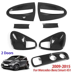 Carbon Fiber Car Inner/Outer Door Handle Center Console Trim Cover for Mercedes-Benz Smart 451 2009-2015 (2 Doors)