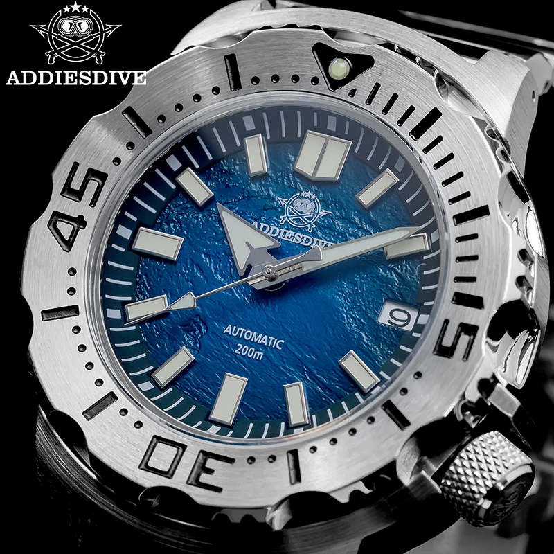

ADDIESDIVE Men’s Automatic Watch Luminous 200M Diving Watches Sapphire Glass Steel NH35 Blue Dial Luxury Business Wristwatches