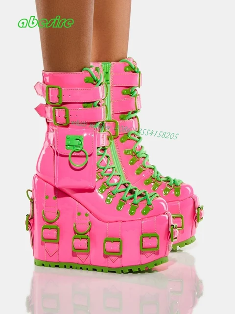 Colorful platform boots hotsell