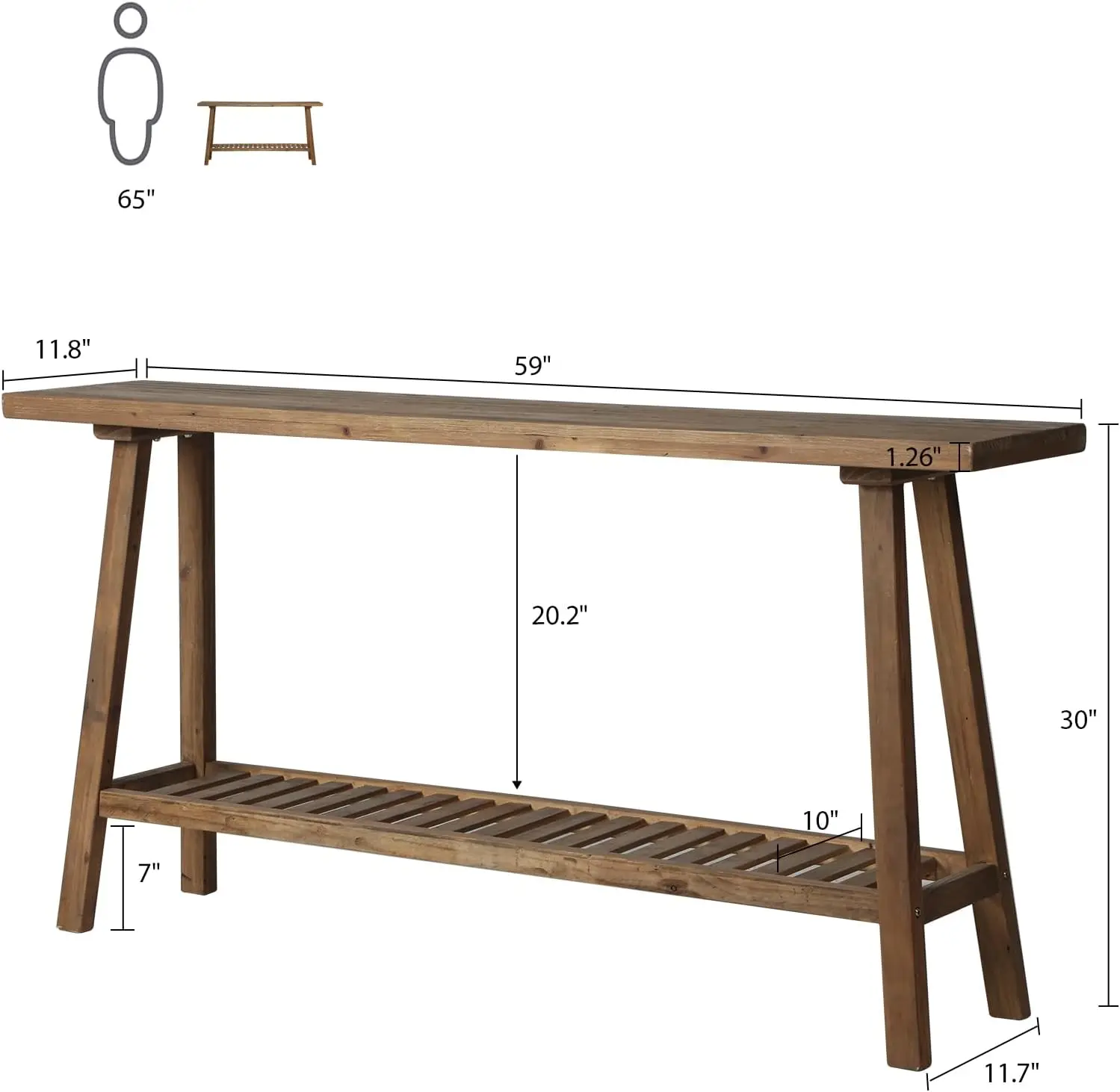 Reclaimed Wood Console Table, 59' Farmhouse Entryway Table, Rectangular Accent Table for Hallway, Foyer, Living Room