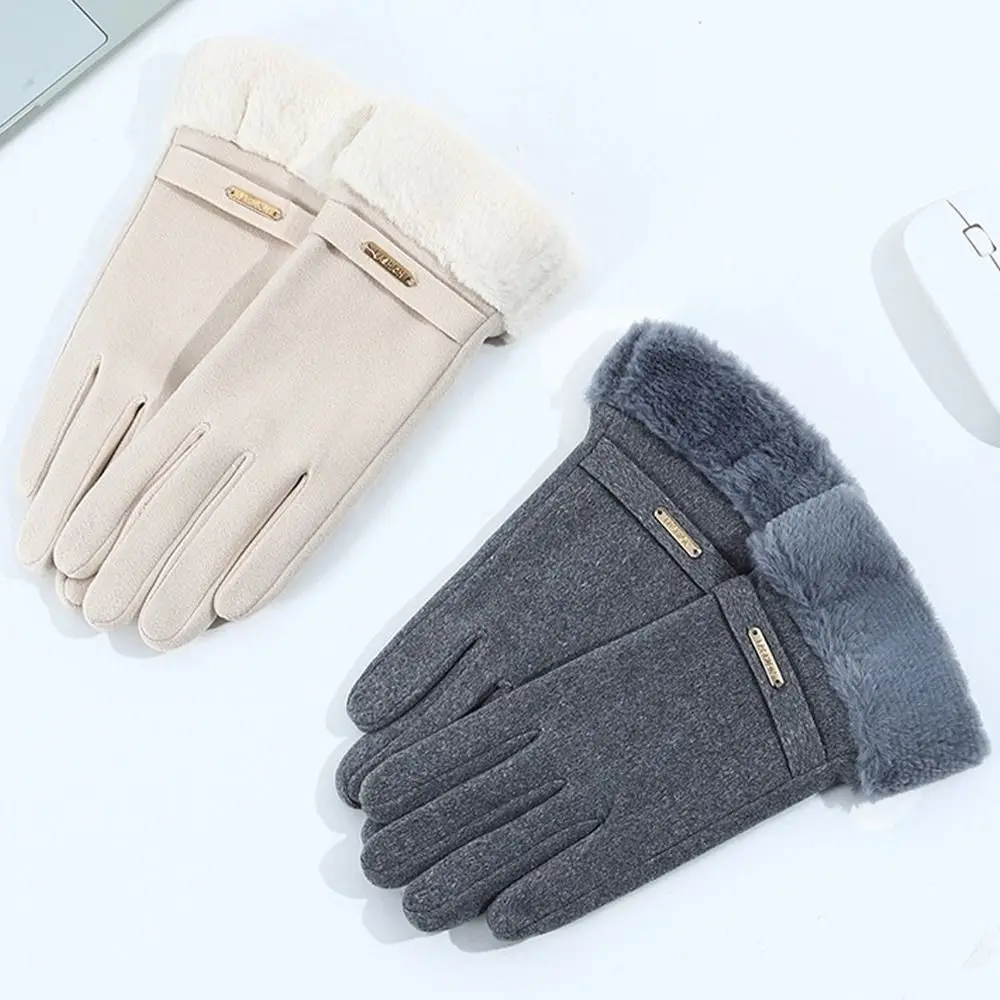 Plus Velvet Lining Winter Touch Screen Gloves Elastic Cuff Touchscreen Fleece Lined Gloves Windproof Thickened