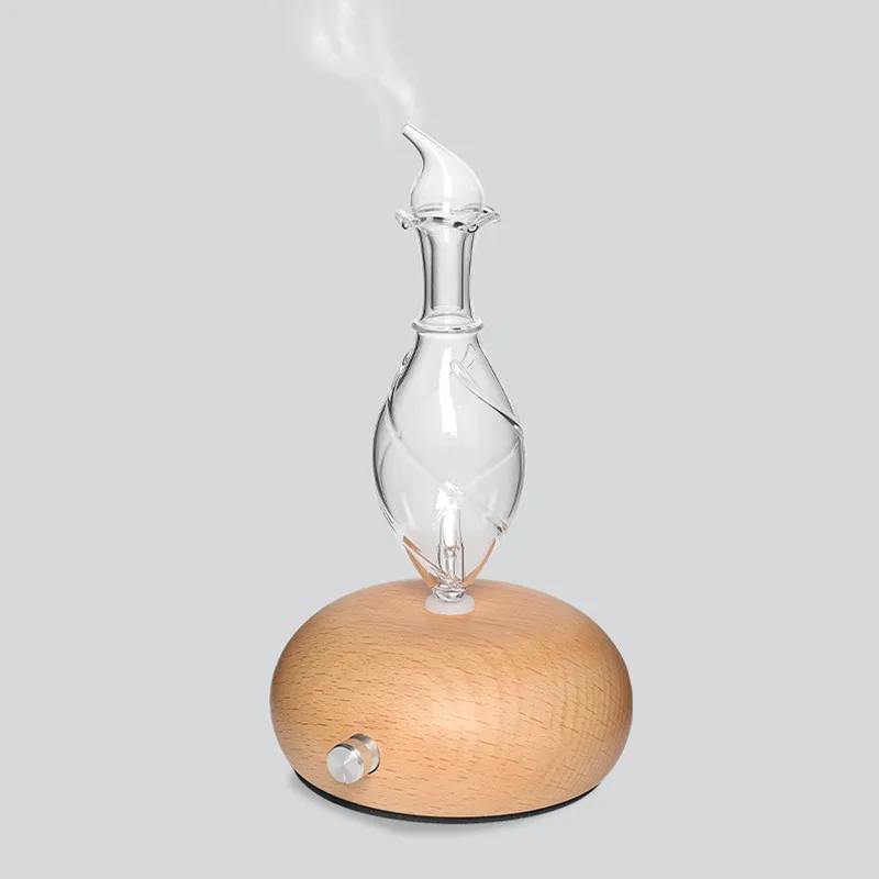 Difusor de aceites esenciales puros de aromaterapia de vidrio de madera, nebulizador de aire, humidificador para el hogar, aparato de aire acondicionado