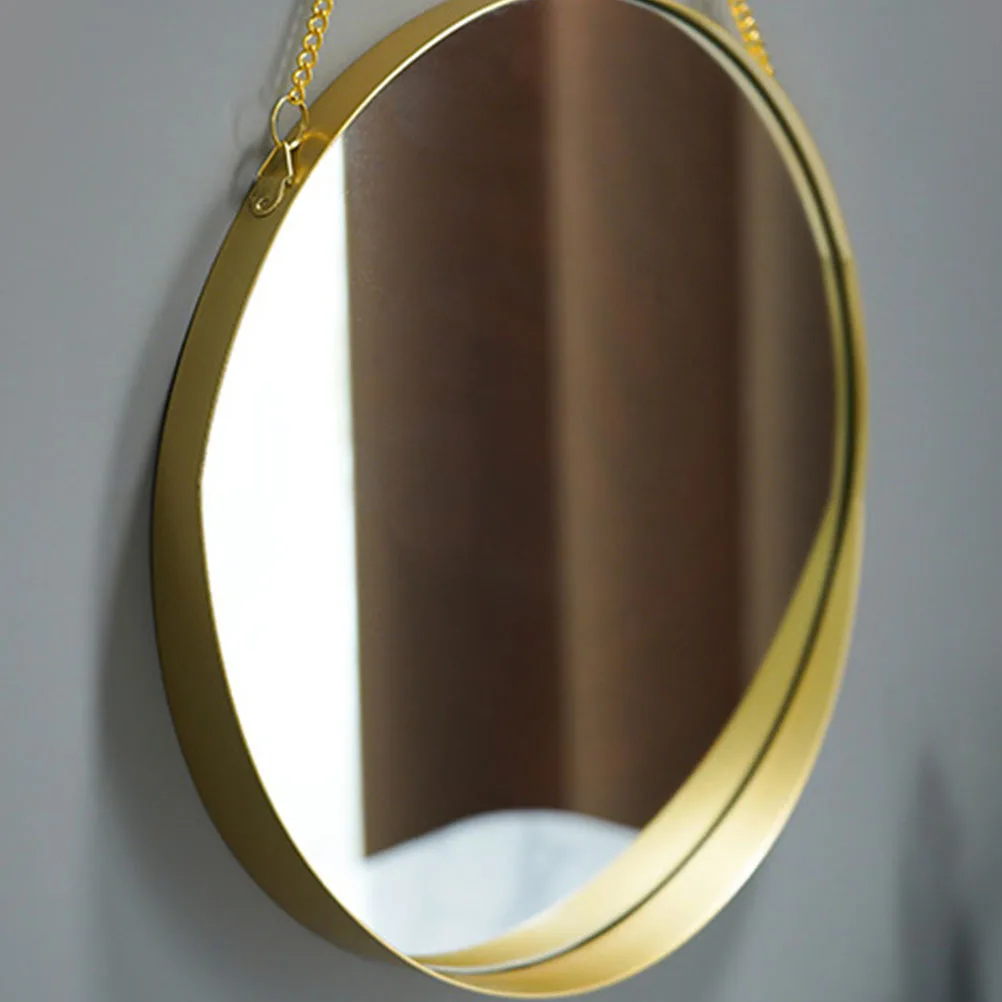 

Beautiful Wall Mirror Round Decor Detailed Simple Punch-free Hanging Wall-mounted Decorative