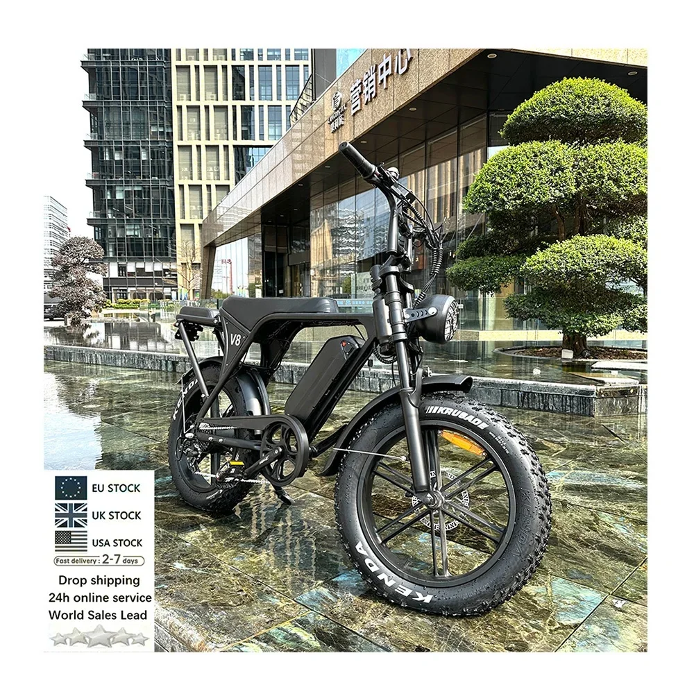 

V8 20"X4.0 Wheel e-bike Full Suspension eBike 250W 750W Motor Electric Bicycle 15Ah 48V Batteries Fat Tire Electric Bike