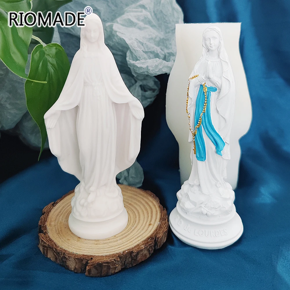 Virgin Mary Silicone Mold Christian Nun Model Candle Plaster Cement Epoxy Resin Mould DIY Handmade Crafts Decorative Ornaments