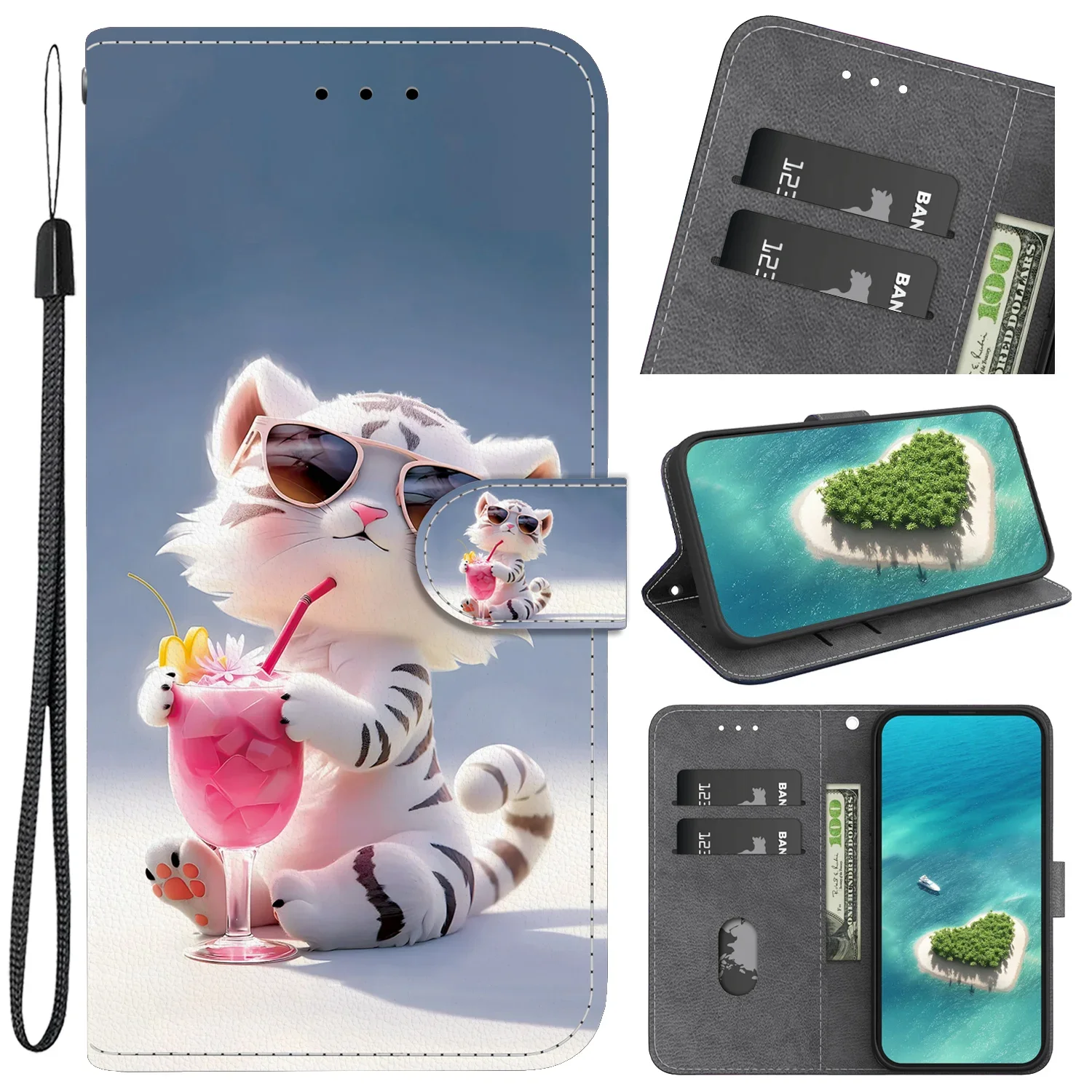 Casing untuk iPhone 16 15 14 13 12 11 Pro Max Plus Casing Mini Penutup Dompet Flip Coque Penutup Ponsel Sunjolly untuk Casing iPhone 16 Plus