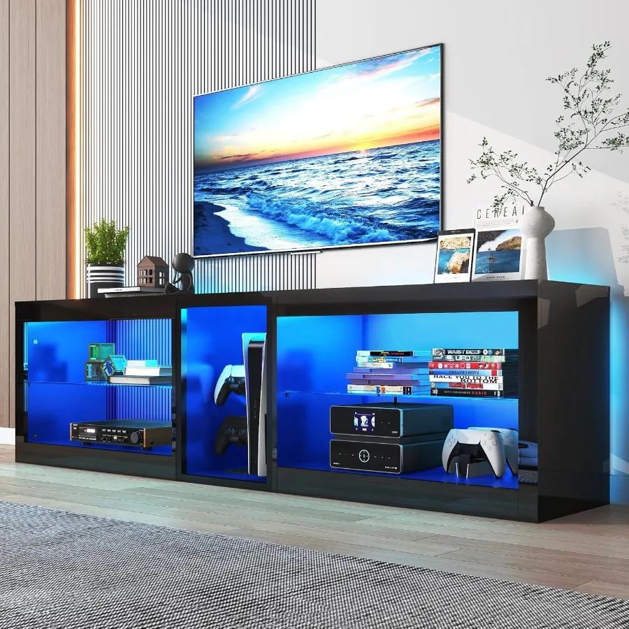 Vitik 6Fox 71ih حامل تلفزيون LED كبير عالي اللمعان مع مخرج طاقة 60 000 لون إضاءة للتلفزيون 70 75 80ih LED أسود حديث للترفيه