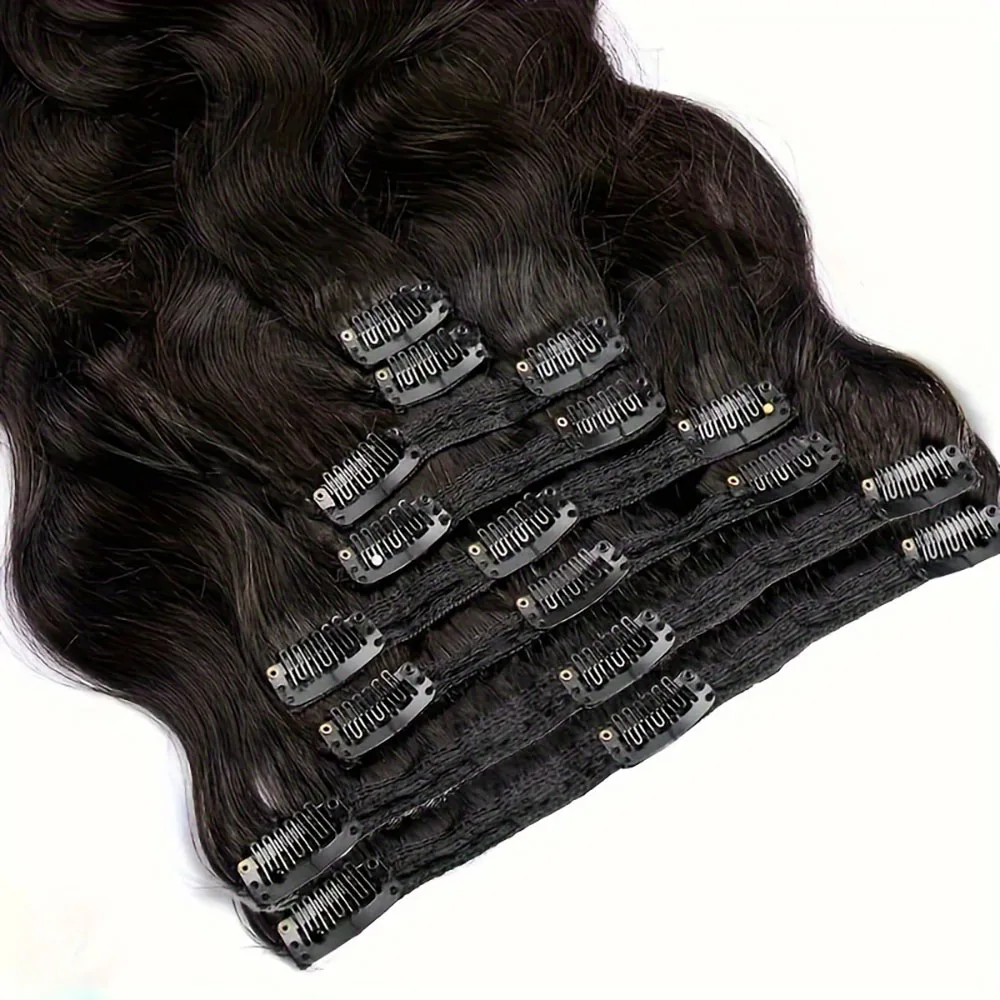 وصلات شعر بمشبك مموج للجسم، شعر بشري برازيلي 100% غير معالج، شعر بشري ريمي عذراء، لون طبيعي للنساء #6