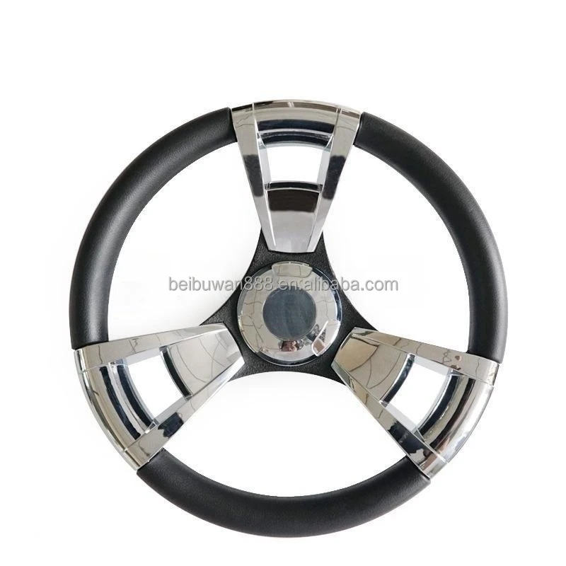 Bright Silver Aluminum Shaft Steering Wheel Marine Grade Steering Wheel