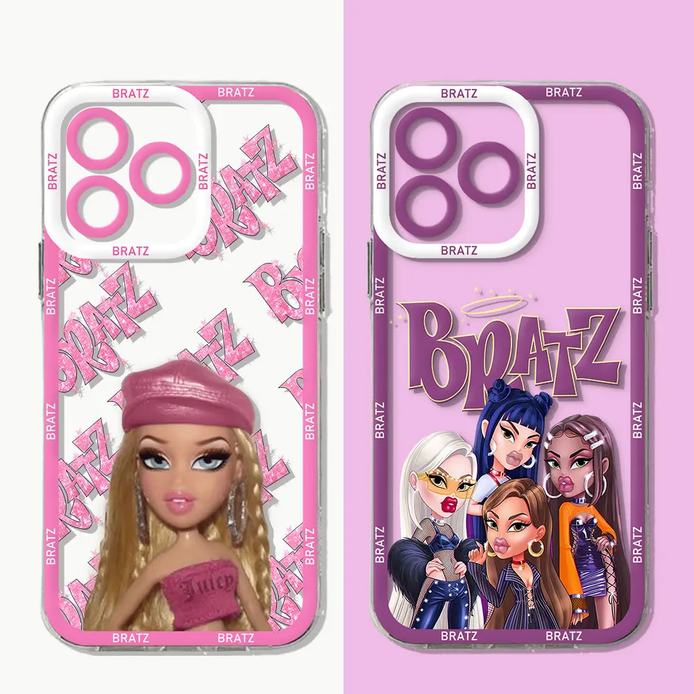 Cute Cartoon Bratzs Doll Phone Case For Xiaomi Redmi Note 13 12 12C 11 10 10C 10s 9 9s 9T 9C 8 7 Pro Max 4G 5G Transparent Cover