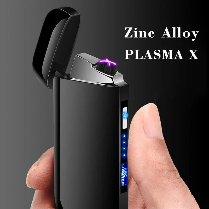 Lighters Usb Battery Zinc Alloy Double Arc Rechargeable Battery Windproof Electric Cigarette Candle Fireplace Lighter