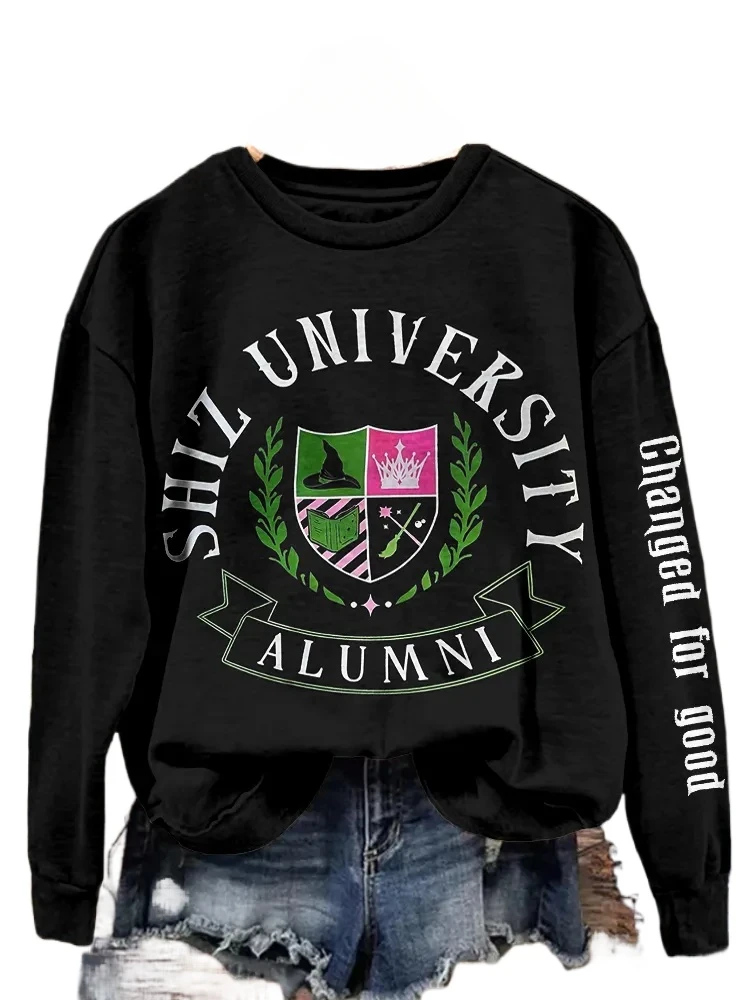 شريرة تم تغييرها للساحرة الطيبة والأميرة التباين التدرج Crewneck البلوز رجل/امرأة المشجعين بلوزات مطبوعة ملابس كاجوال