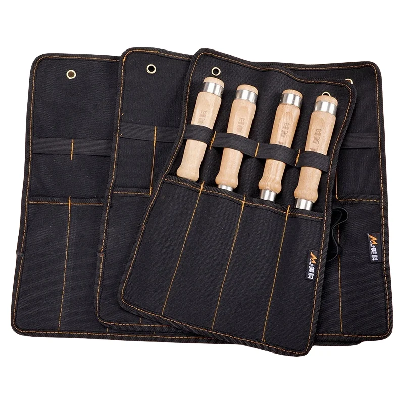 ALLSOMEChisel Carrying Case Canvas Pocket Tool Roll Holder Wrench Pouch Organizer For Knife Hammers Gouges Carpenter