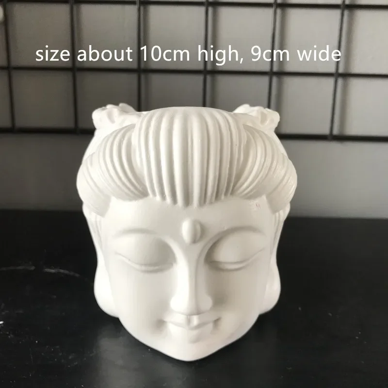 Handmade Silicone Pot Molds, DIY 3D Cement Planter, Concrete Human Buddha Head Mould, Decorating Plaster Craft Vase