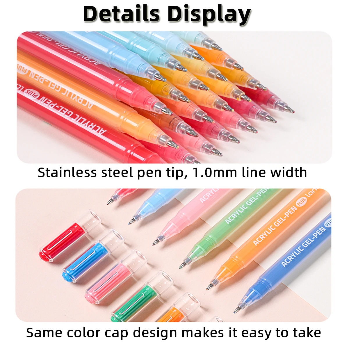 قلم جل أكريليك للرسم بألوان متنوعة، قلم أكريليك بسعة كبيرة، قلم رسم 1.0 مم، قلم كتابة للطلاب، لوازم فنية للحرف اليدوية