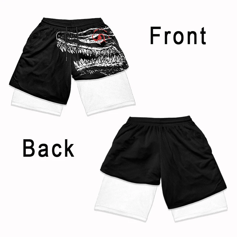 Anime Gym 2 In1 Shorts Quick Dry Board Shorts Men Bodybuilding Fitness Running Sports Shorts Summer for Male