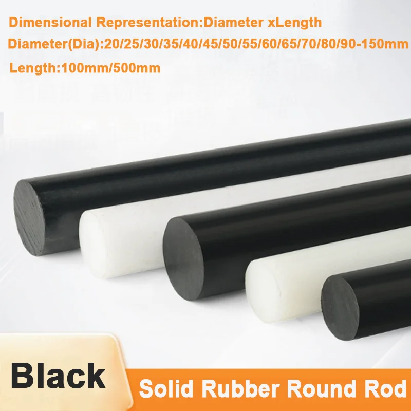 1Pcs Black Solid NBR Nitrile Rubber Round Rod Dia 16/19/20/21/25/30/35/40/45/50/55-150mm Length 100/500mm Oil Resistant Sealing